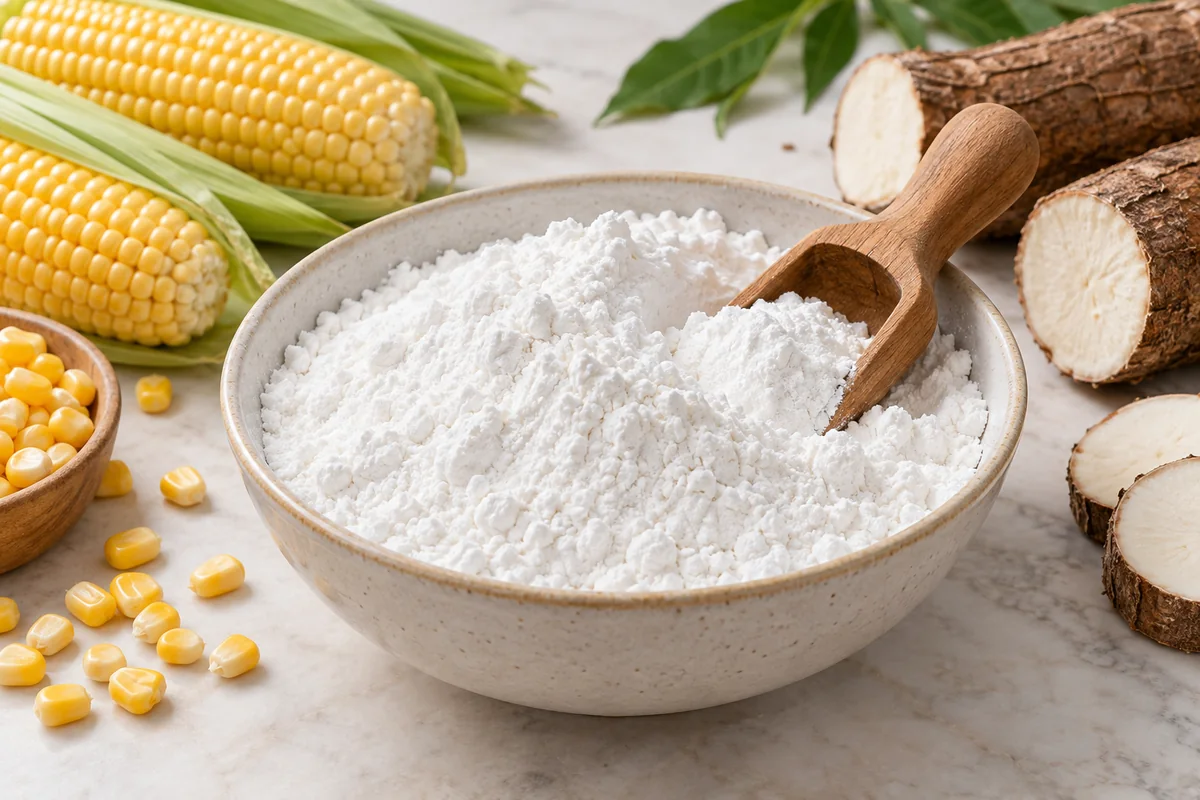 Modified starch ingredients with corn and cassava raw materials